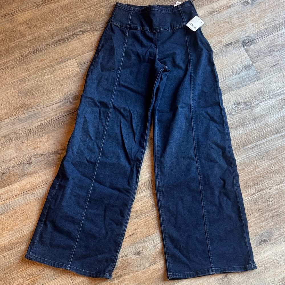 Free People Wide Leg Zipper Waist Jeans